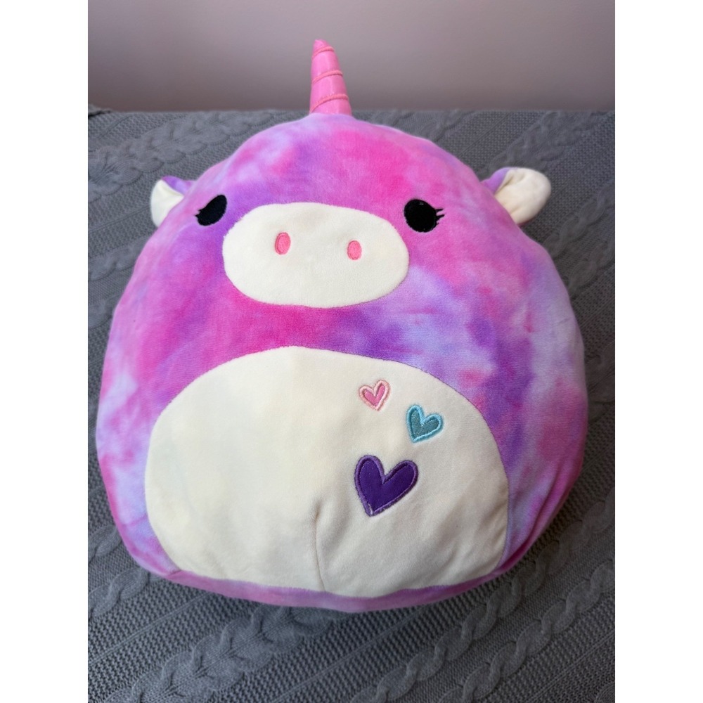 Squishmallows Lola the Unicorn Kids Large Pink Purple Tie Dye Heart Aesthetic